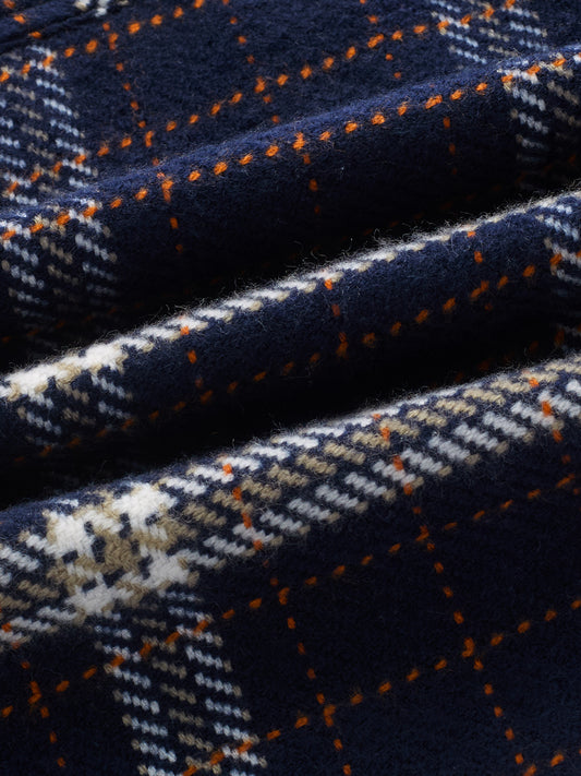 Navy Tartan Checks Double Pocket Flannel Shacket