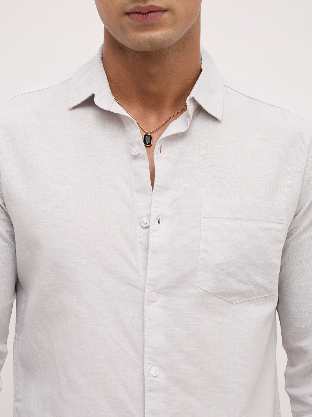 Trendy Pastel Grey Fine Textured Shirt