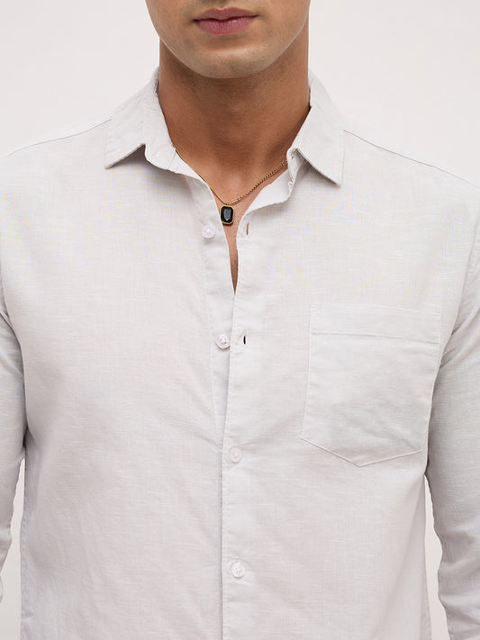 Trendy Pastel Grey Fine Textured Shirt
