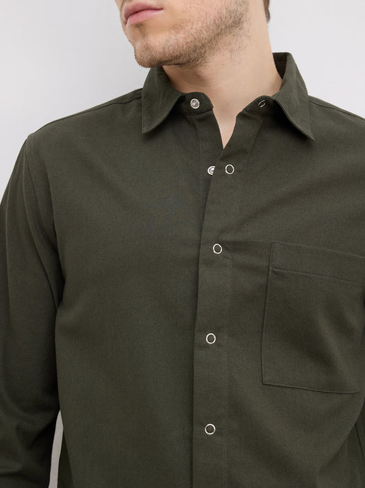 Luxe Evergreen Straight Hem Oversized Shirt