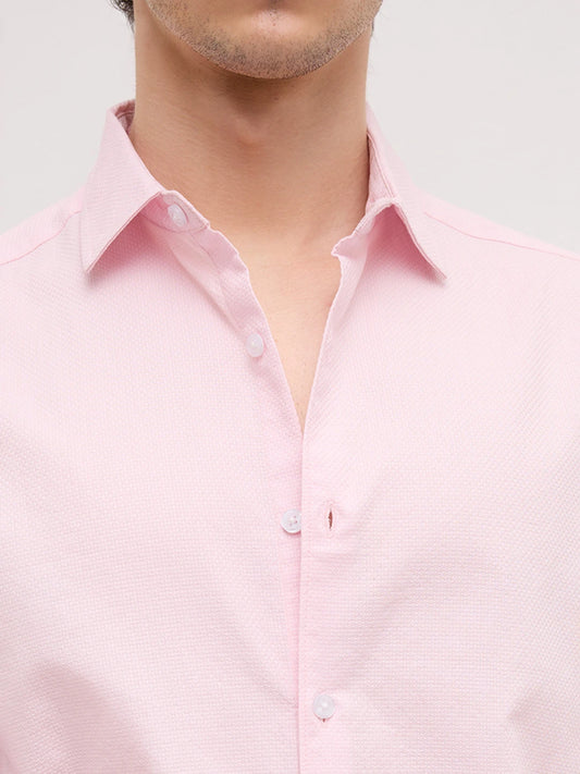 Pink Micro Basket Weave Shirt