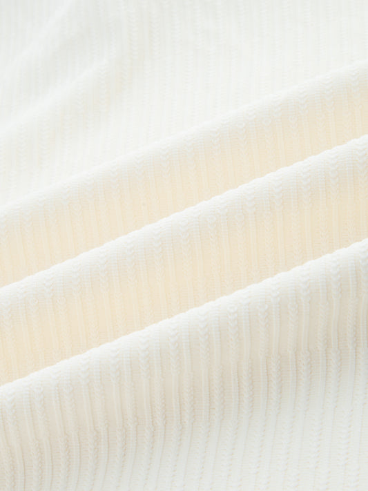 Pastel Cream Precision Rib Striped Oversized Polo Knitted Shirt