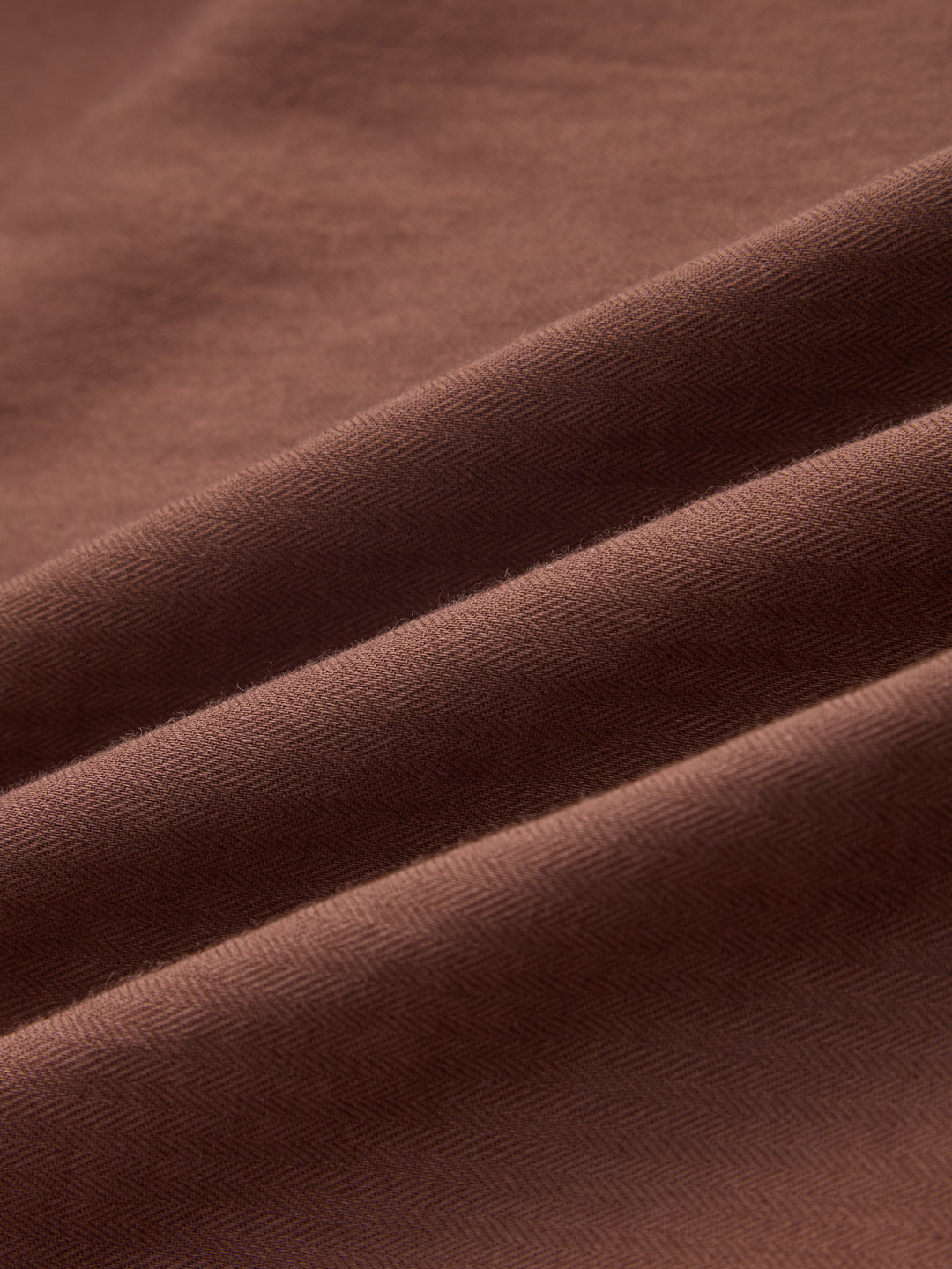 Warm Brown Herringbone Textured Button-Down Shirt