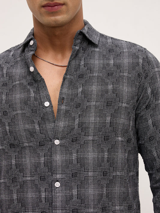 Black Eclipse Textured Casual Shirt