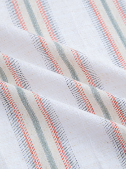 Olive Multi Striped Slub Textured Shirt