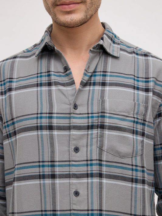 Grey & Black Tartan Checks Shirt