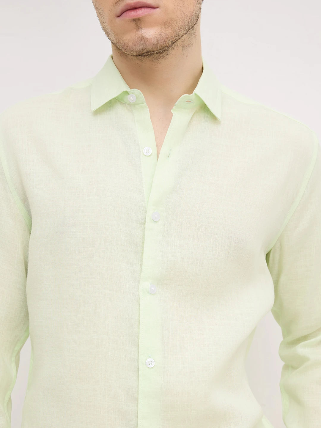 Sheer Pastel Tea Green Lyocell Shirt