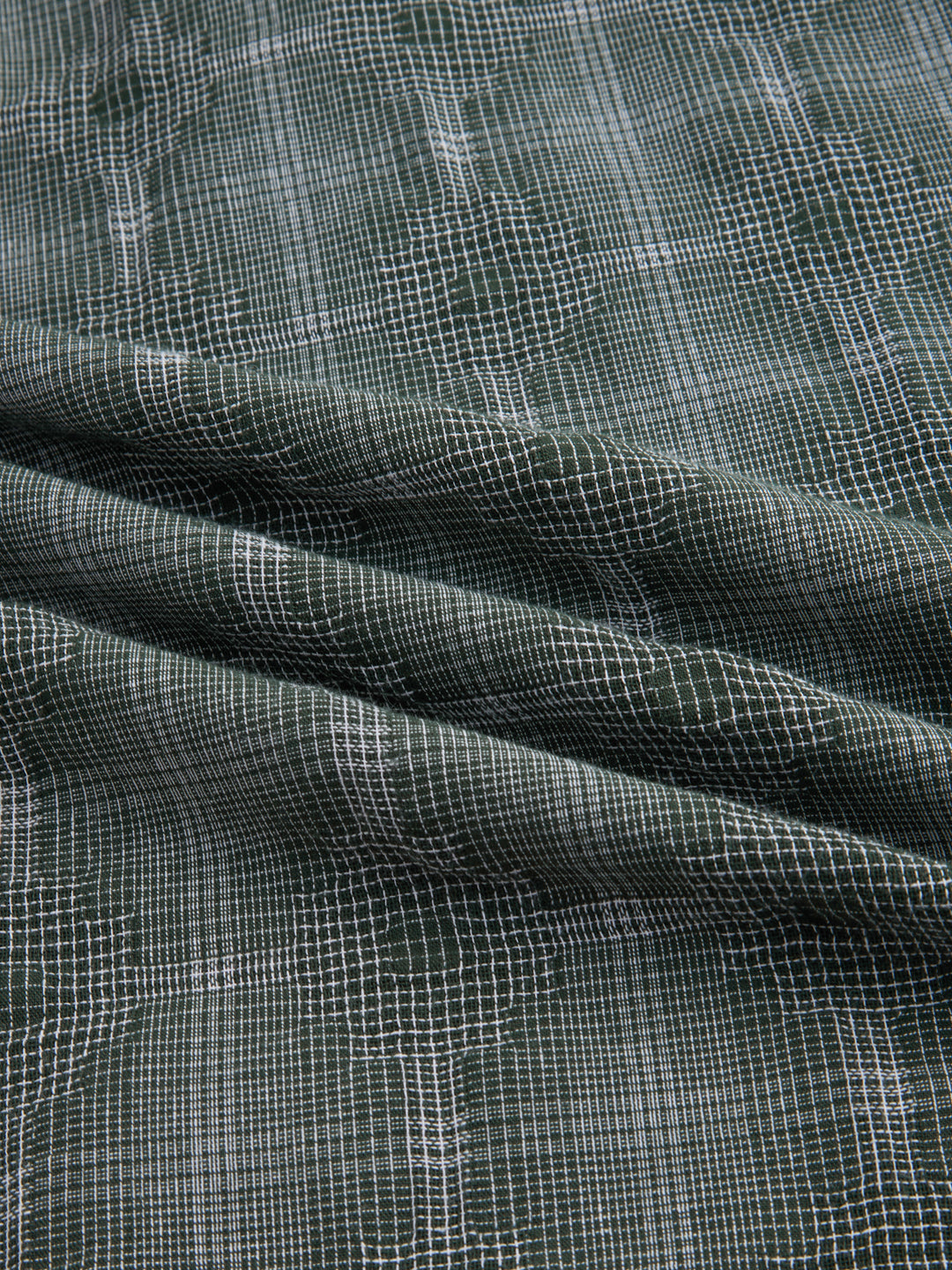Green Glitch Micro Check Textured Matrix Everyday Kurta