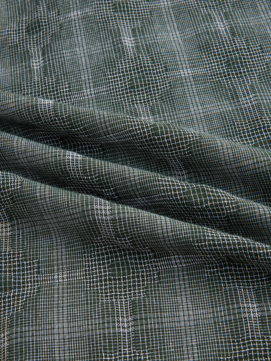Green Glitch Micro Check Textured Matrix Everyday Kurta