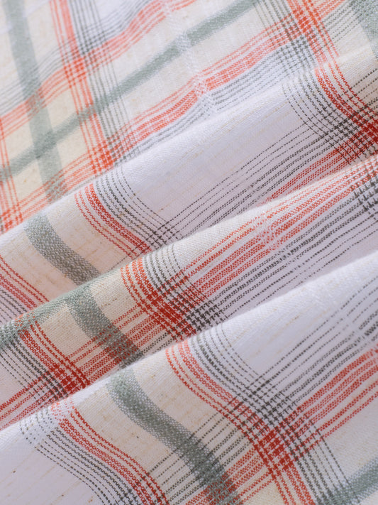 Crimson Thread Plaid Textured Checks Boxy Fit Crop Shirt