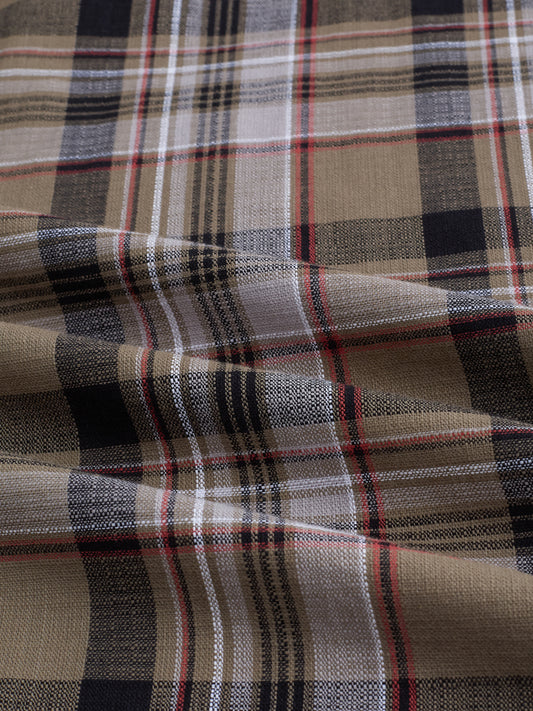Muted Olive Plaid Checks Boxy Fit Crop Shirt