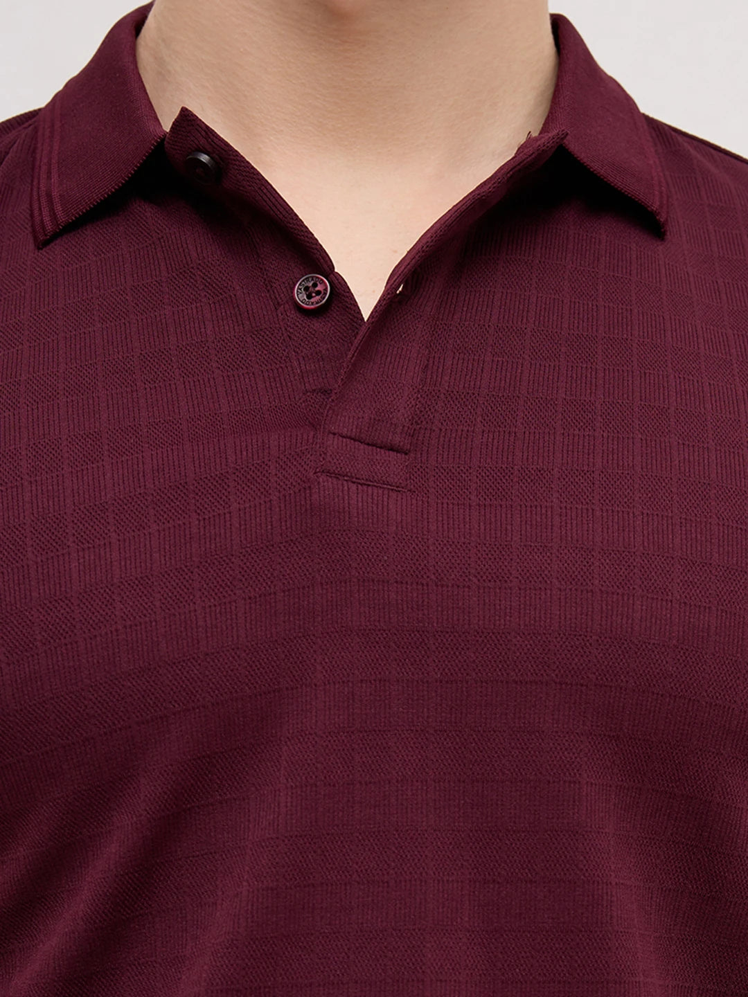 Elite Maroon Pinstripe Weave Polo Tee