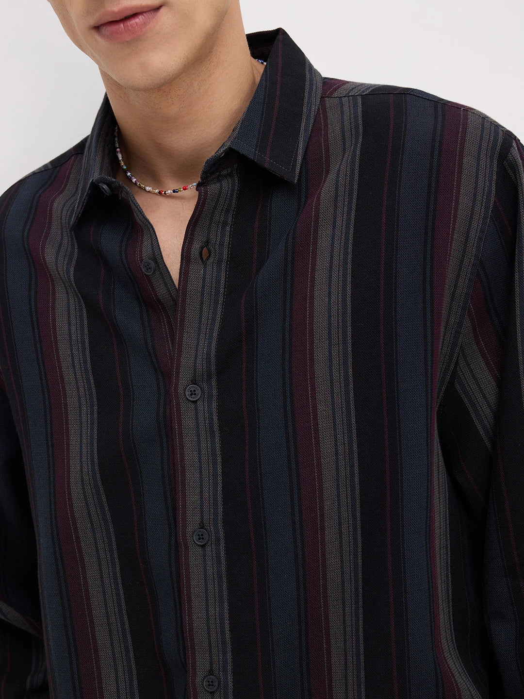 Luxe Multi-Striped Cuffless Oversized Shirt
