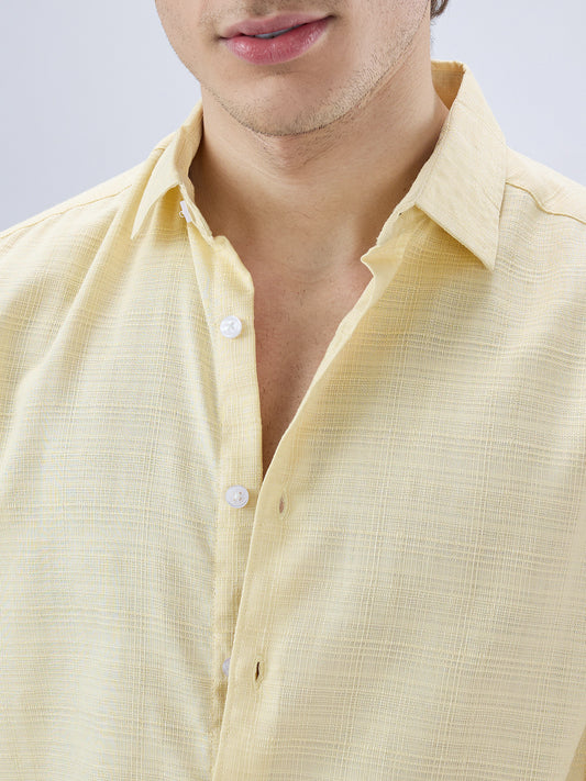 Canary Yellow Luxe Textured Weave Shirt