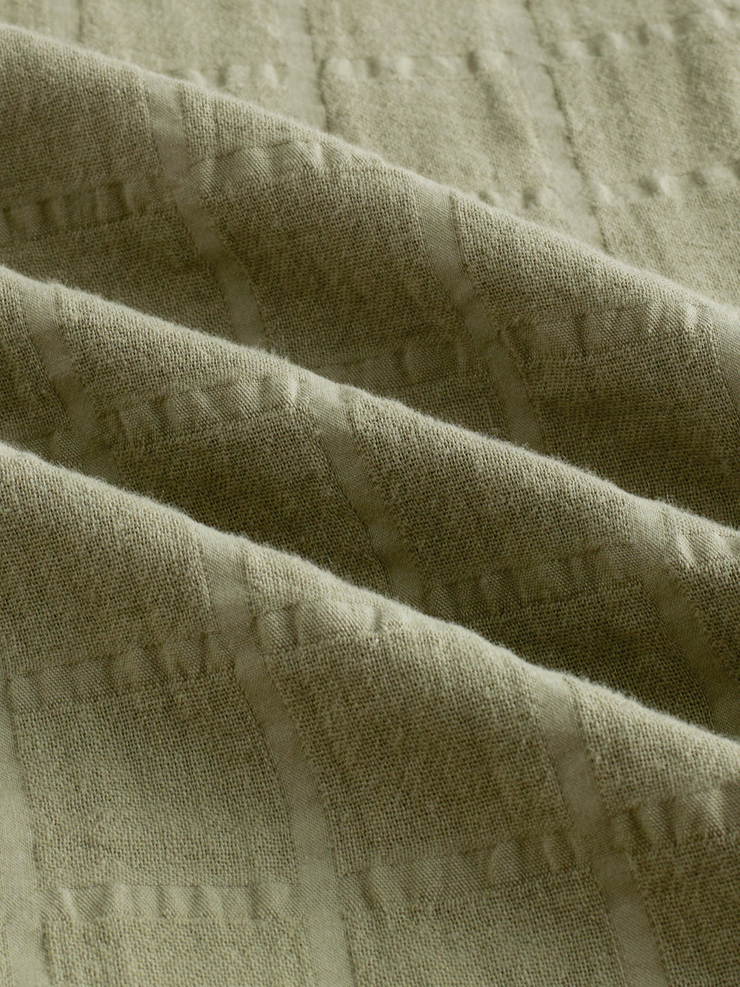 Premium Olive Grid Emboss Double Cloth Textured Shirt