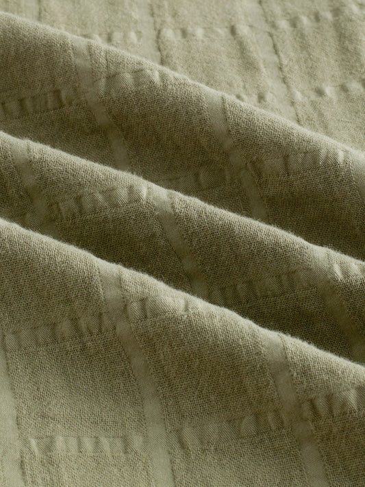 Premium Olive Grid Emboss Double Cloth Textured Shirt
