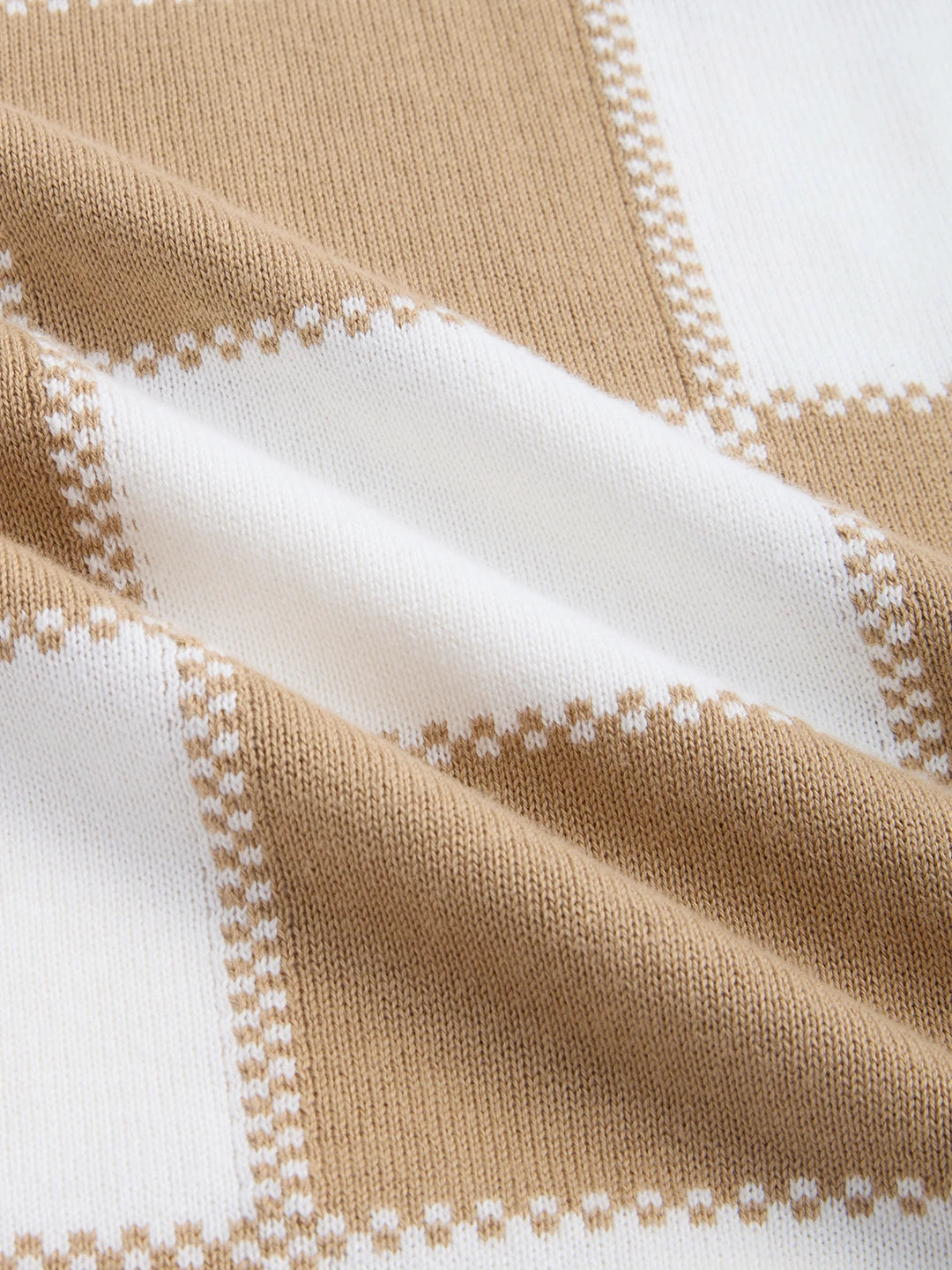 Scalloped Dessert Brown Block Checks Polo T-shirt
