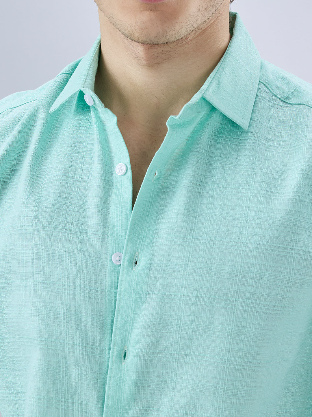 Iced Mint Green Fine Weave Textured Shirt
