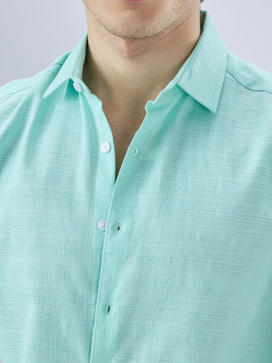 Iced Mint Green Fine Weave Textured Shirt