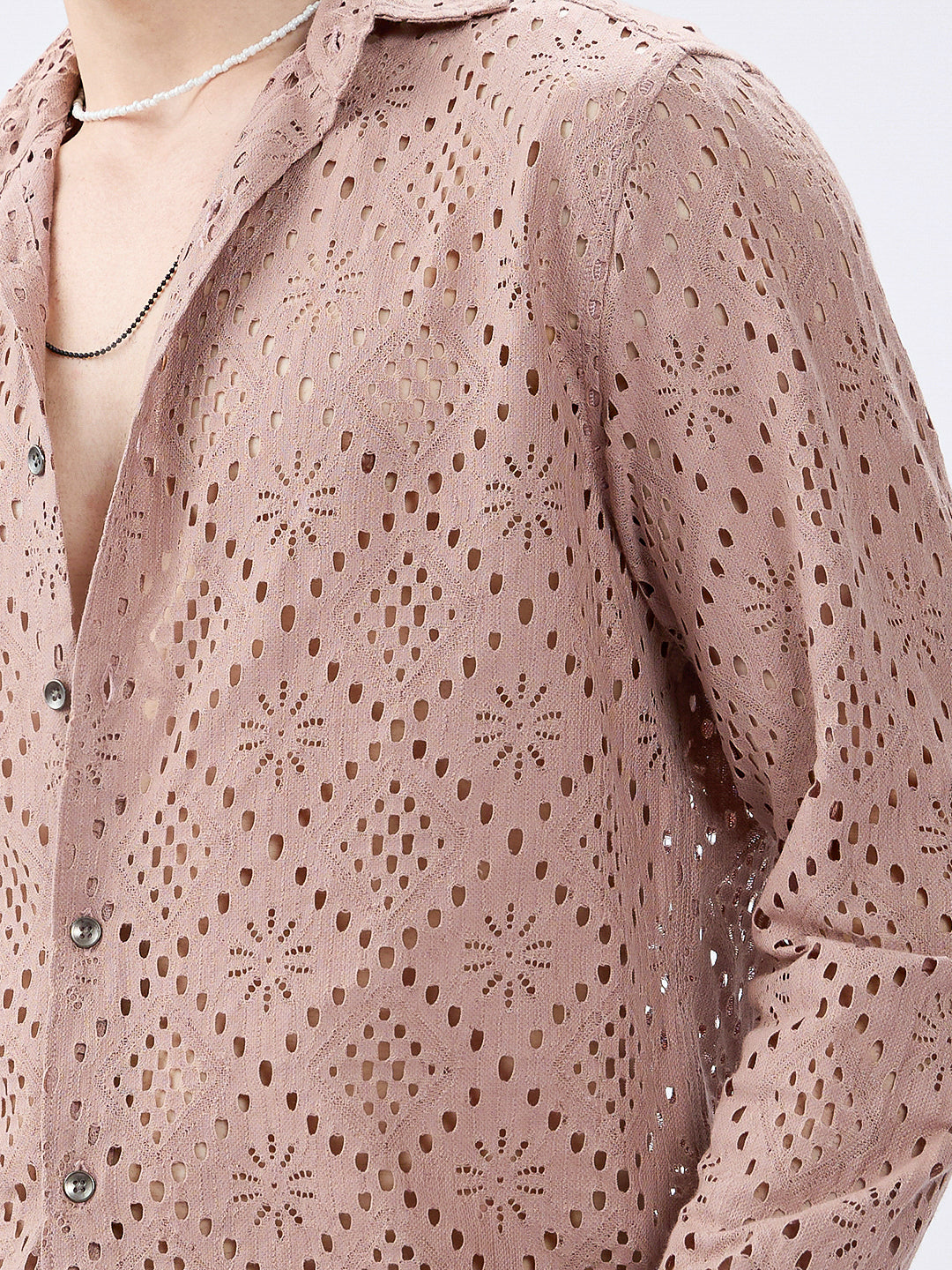 Fawn Beige Diamond Lacecarved Posh Shirt