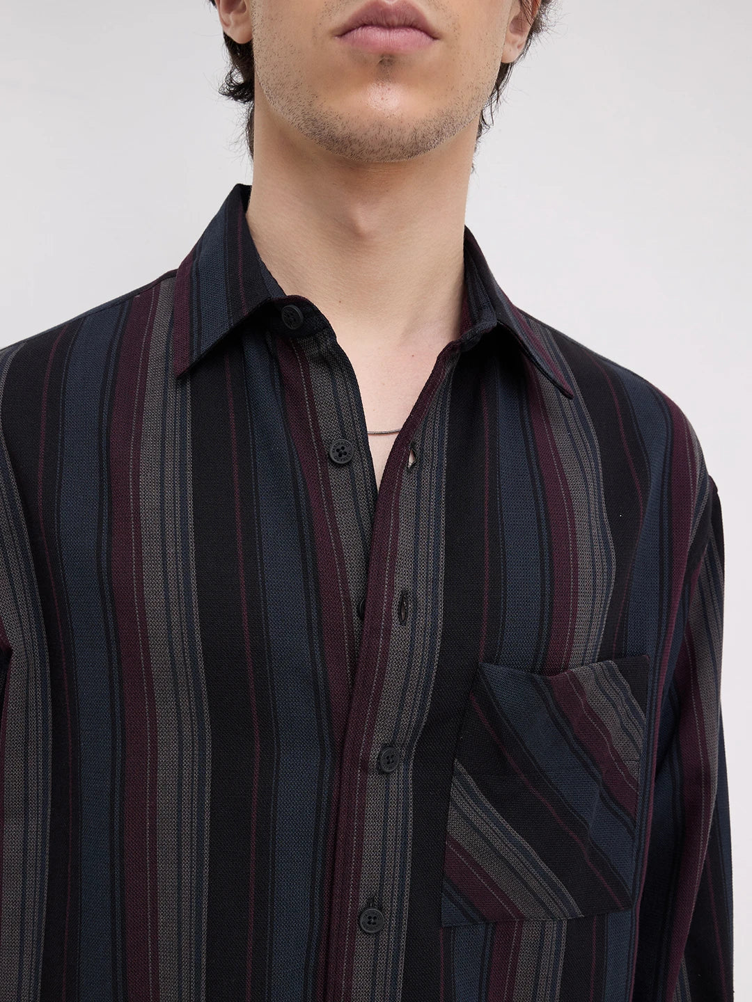 Luxe Muti-Weave Boxy Fit Crop Shirt