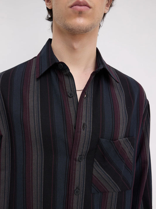 Luxe Muti-Weave Boxy Fit Crop Shirt