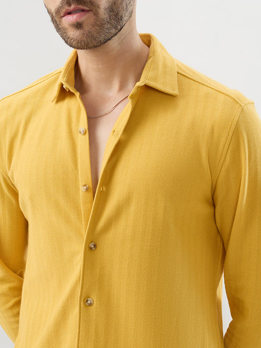 Sunflower Yellow Herringbone Knit Shirt