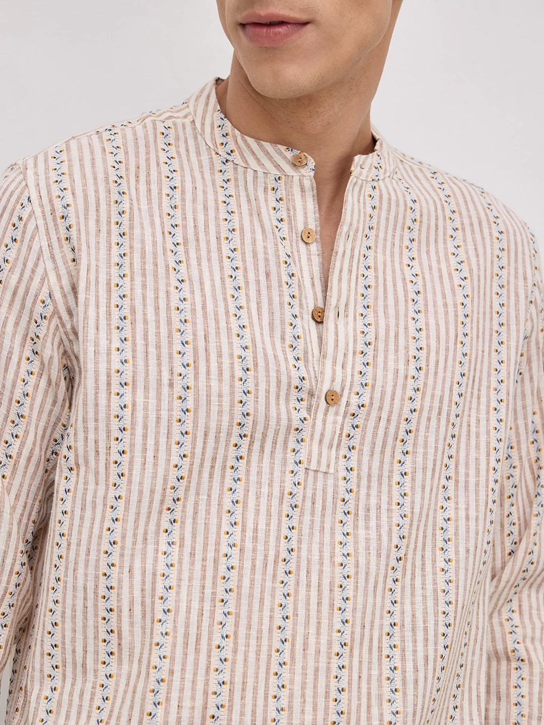 Desert Bloom Linen Blend Striped Kurta