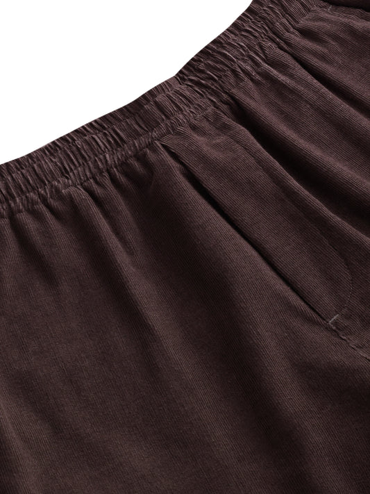 Coffee Brown Corduroy Tapered Trousers