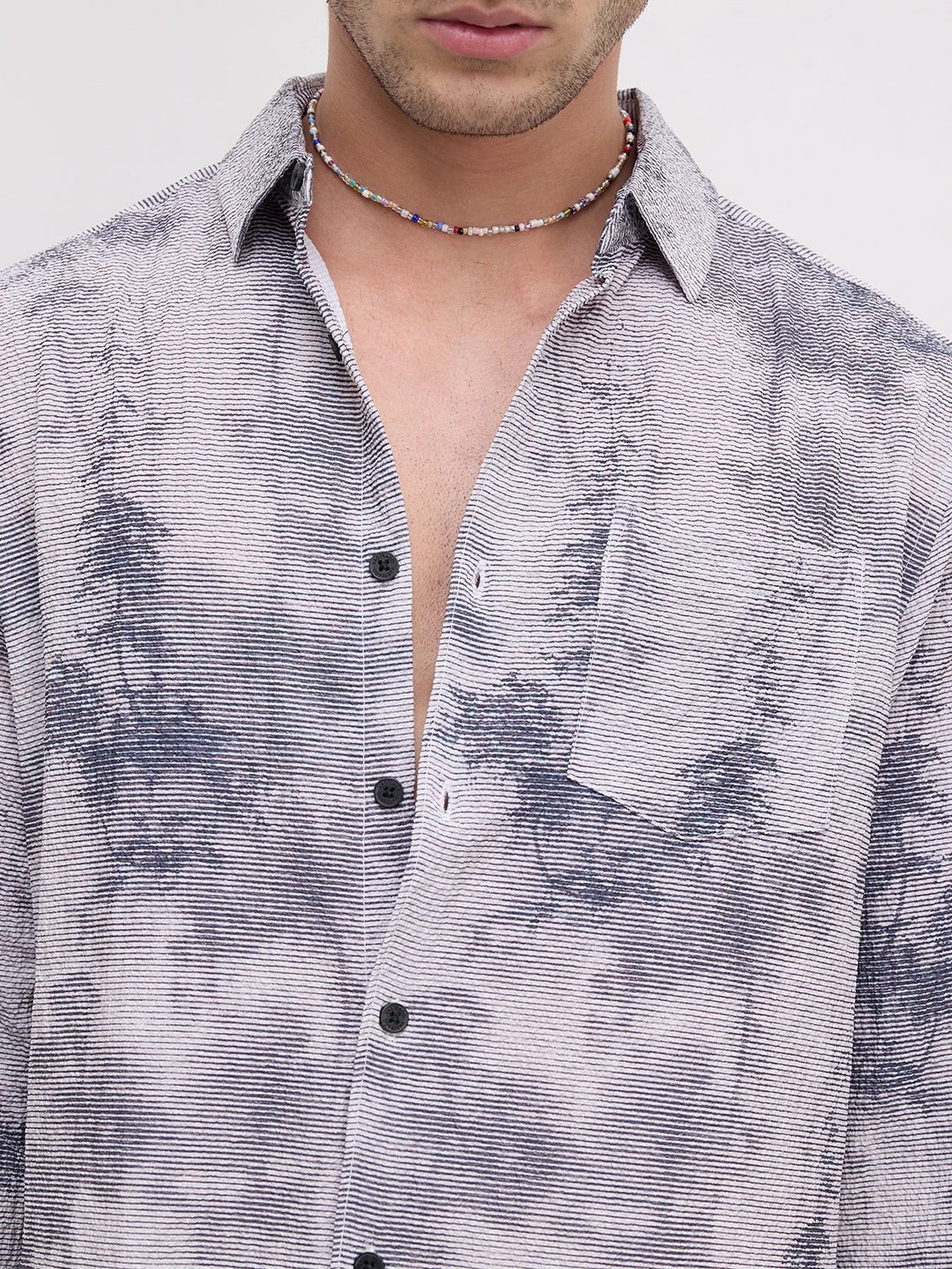 Multicolour Tie & Dye Printed Creased Shirt