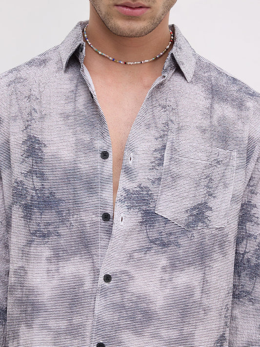 Multicolour Tie & Dye Printed Creased Shirt