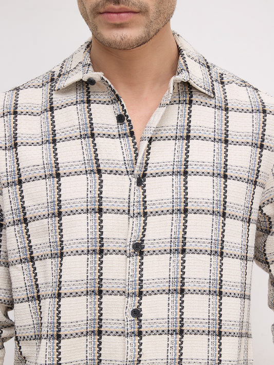 Rustic Crosshatch Plaid Checks Statement Shirt