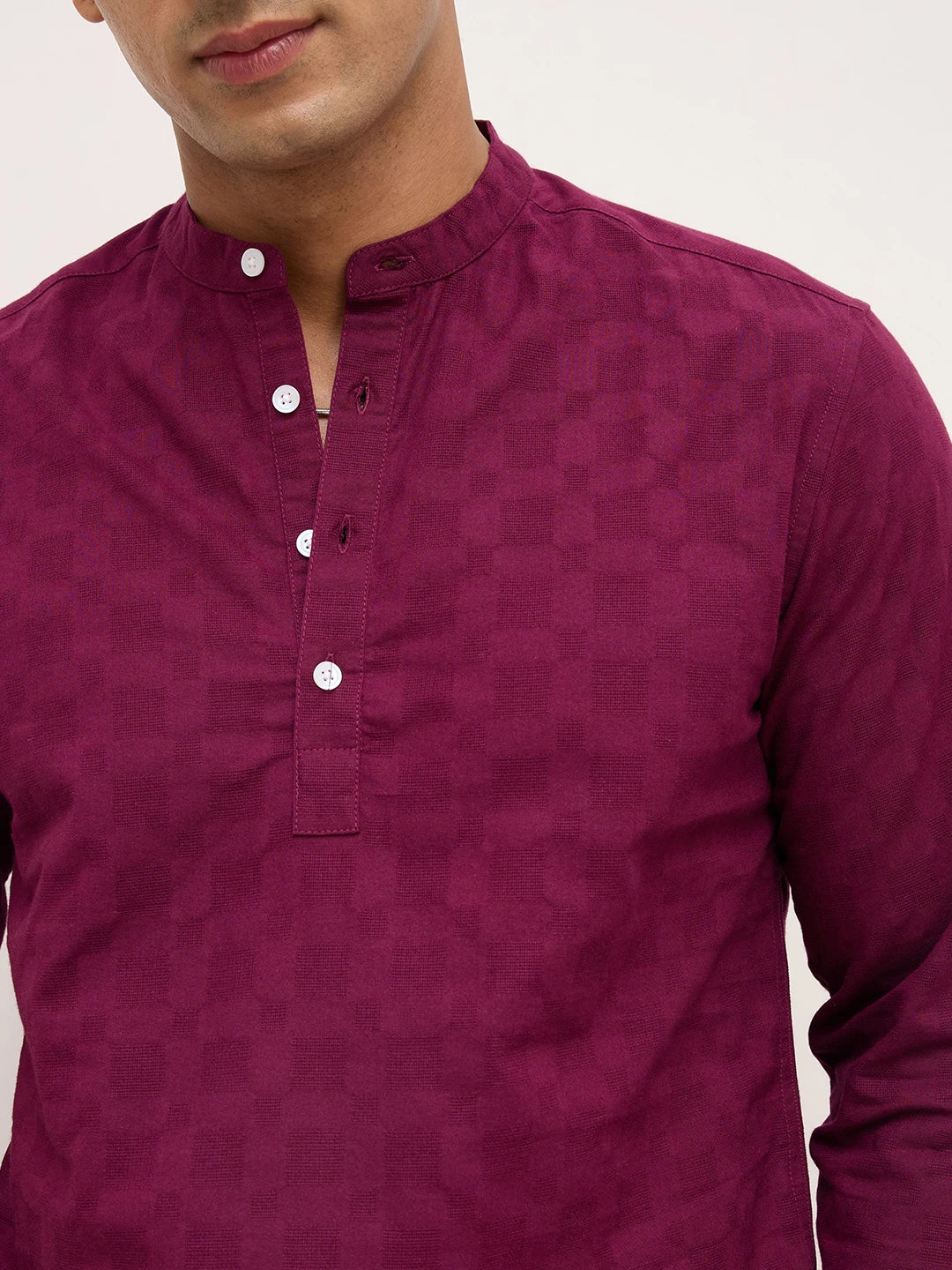 Maroon Sheer Box Weave Kurta