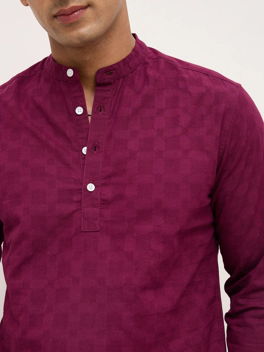 Maroon Sheer Box Weave Kurta
