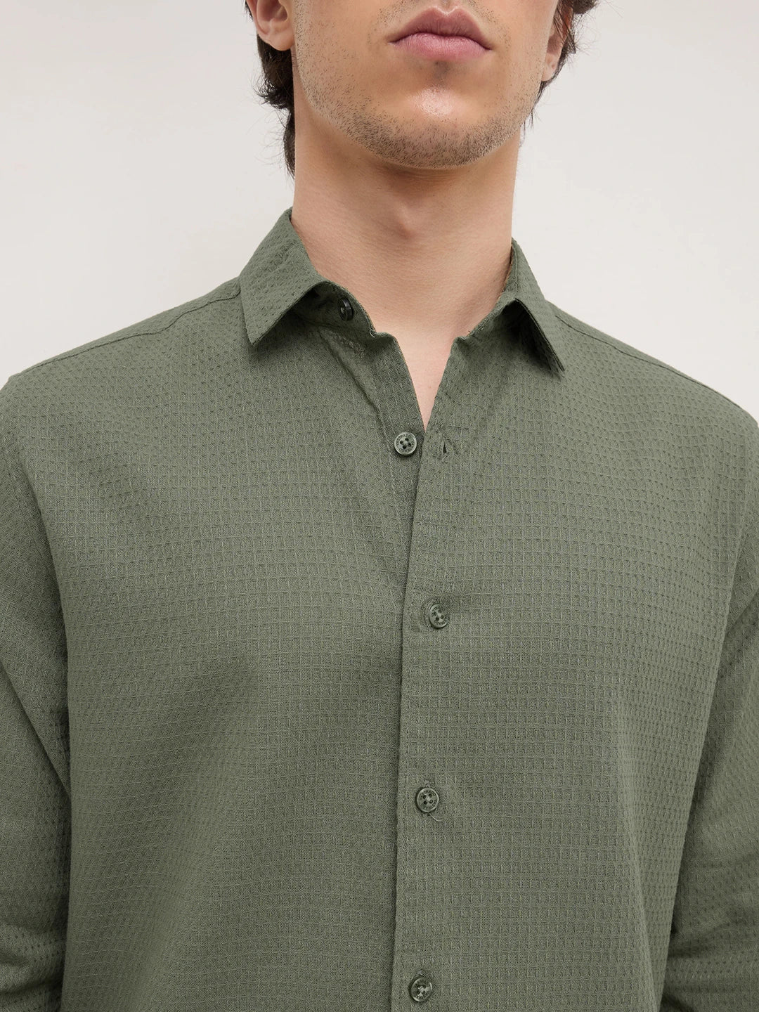 Ornate Olive Micro Textured Shirt