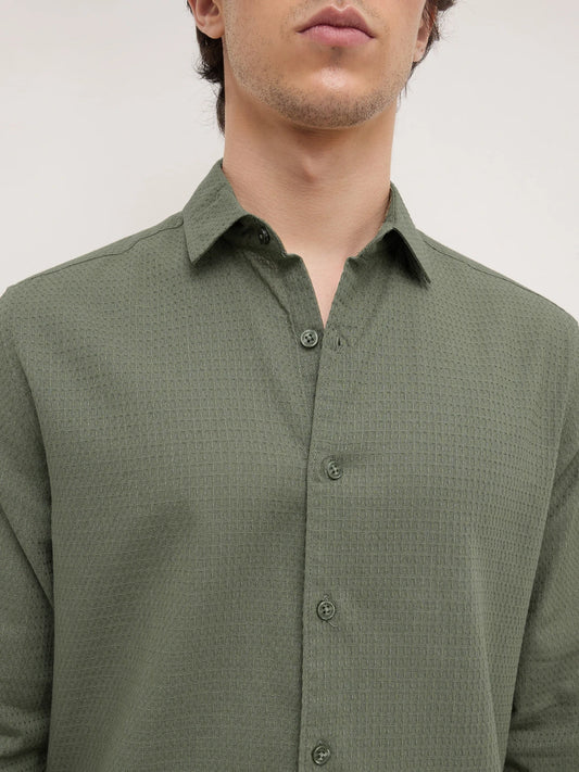 Ornate Olive Micro Textured Shirt