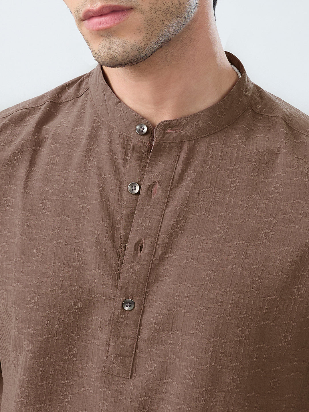 Detailed Ash Grey Jacquard Grace Kurta