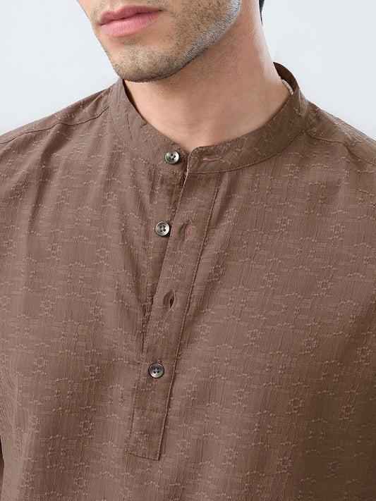 Detailed Ash Grey Jacquard Grace Kurta
