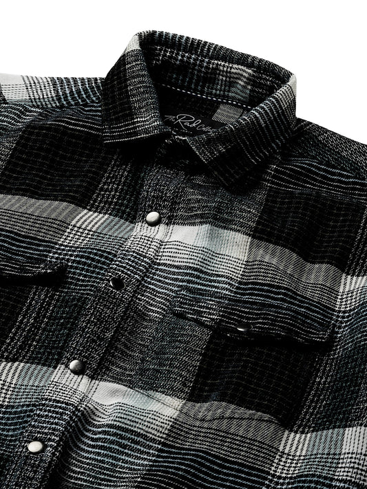 Black Checks Double Flap Pocket Corduroy Shirt