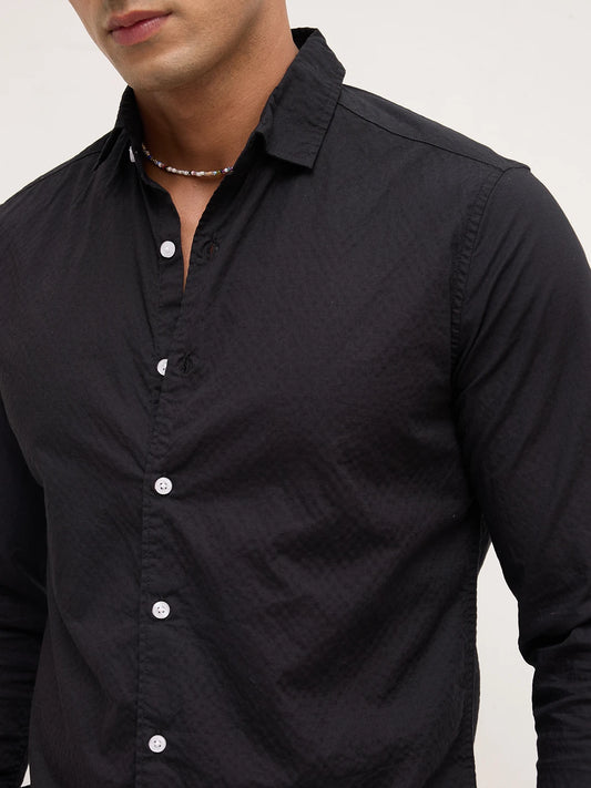 Timeless Black Minimal Textured Shirt