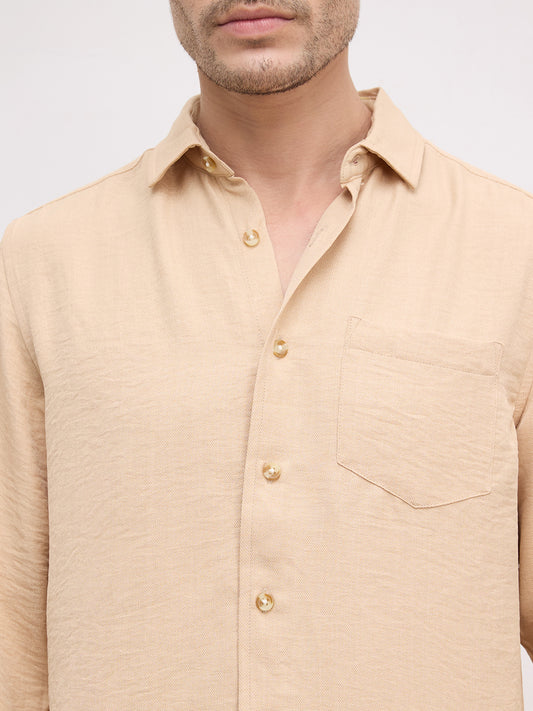 Tan Minimalist Solid Shirt