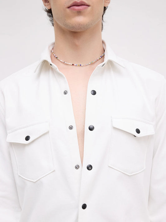 Snow White Twin Pocket Knitted Shirt