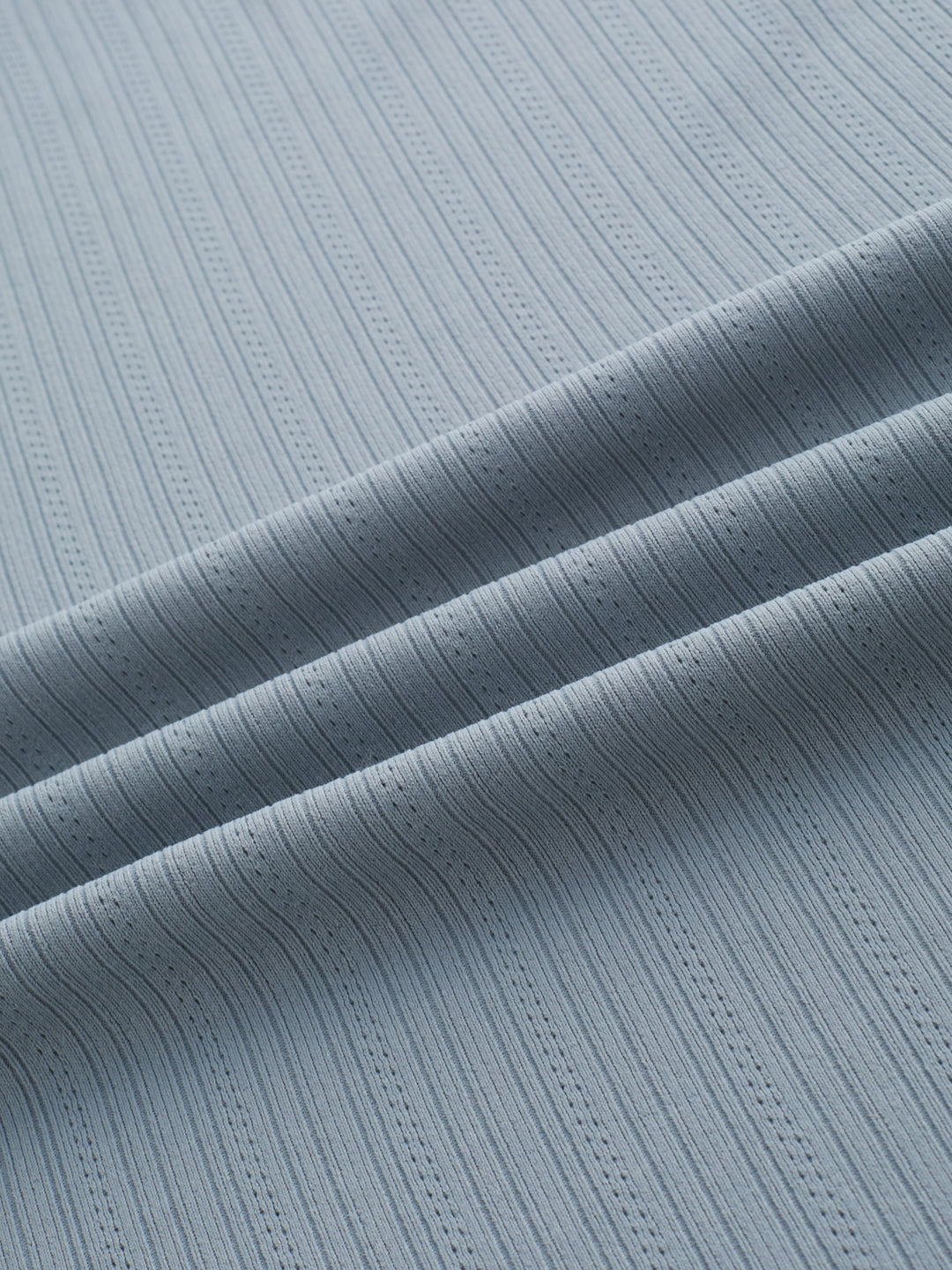 Classic Grey Fine Vertical Ribbed Knitted Shirt