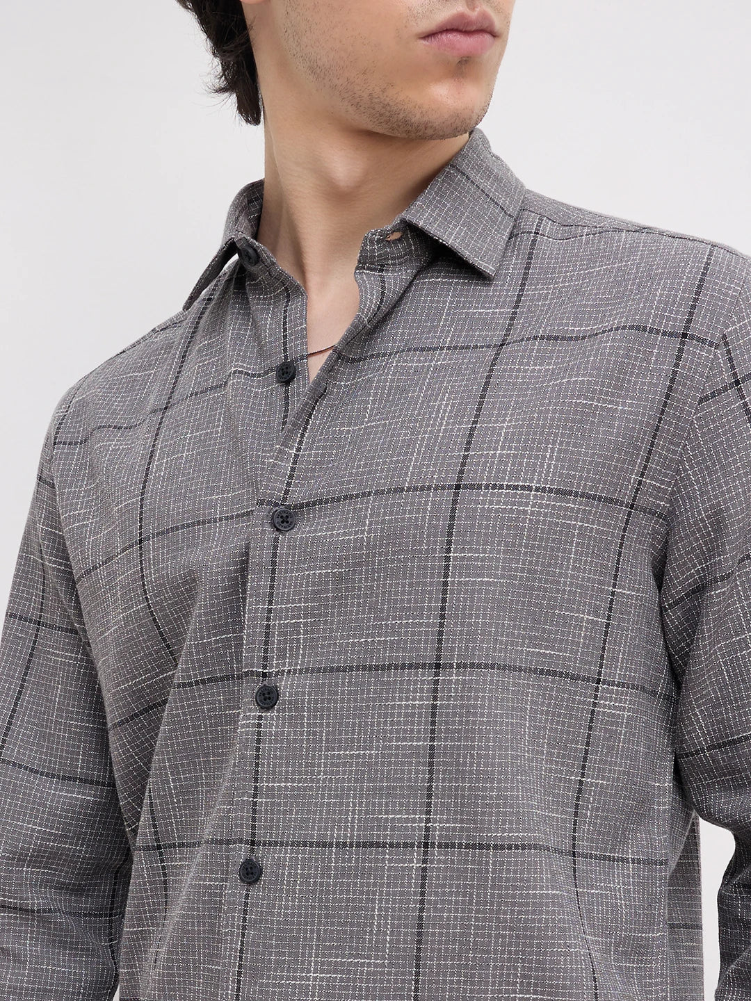 Refined Graphite Grey Windopane Checks Shirt