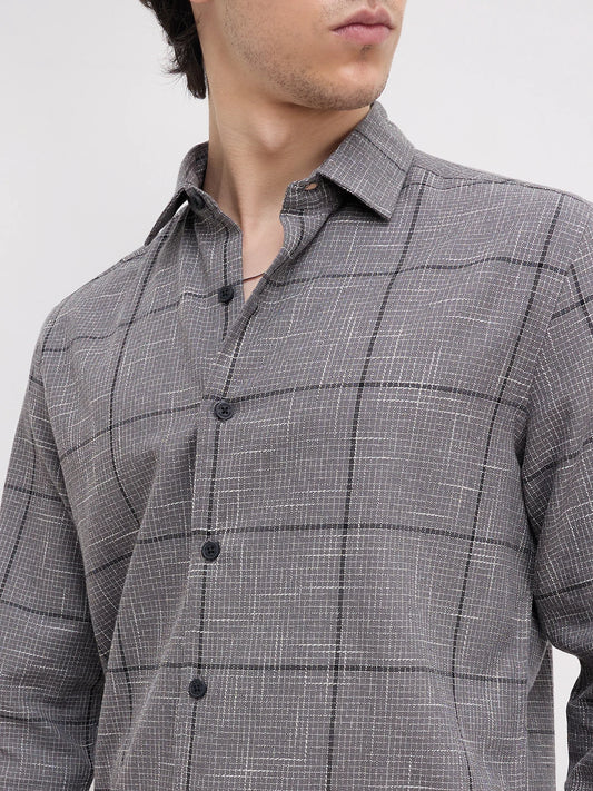 Refined Graphite Grey Windopane Checks Shirt