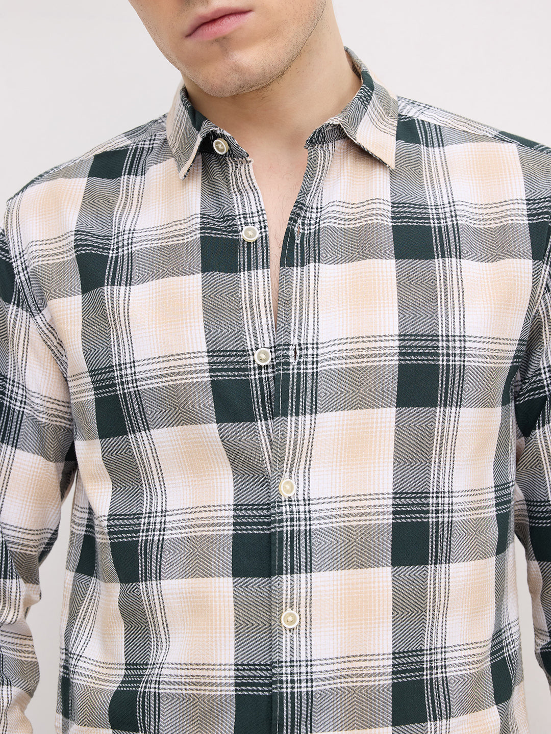 Hunter Green Refined Casual Checks Shirt