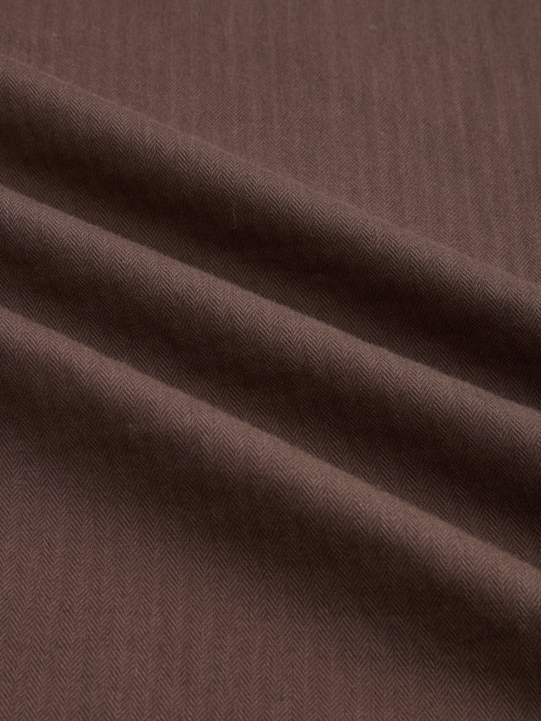 Coffee Brown Herringbone Textured Button-Down Shirt