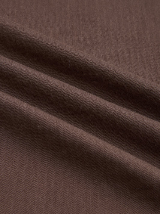 Coffee Brown Herringbone Textured Button-Down Shirt