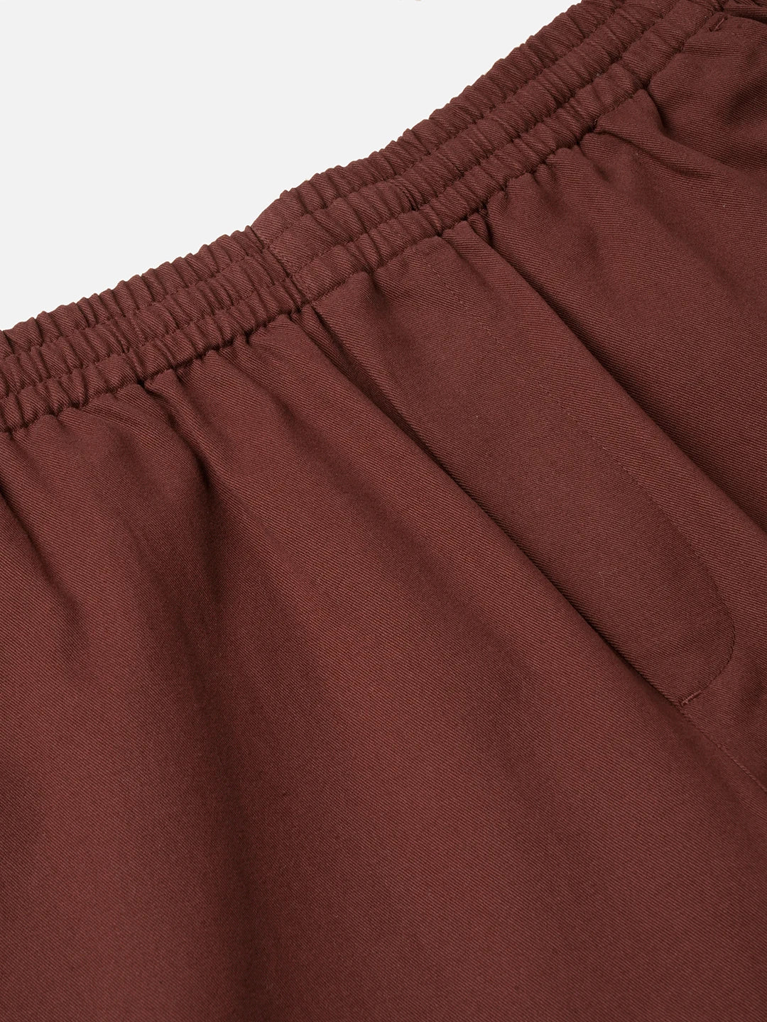 Brown Diagonal Twill Textured Tapered Trousers