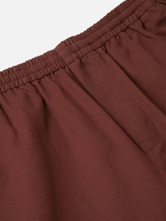 Brown Diagonal Twill Textured Tapered Trousers